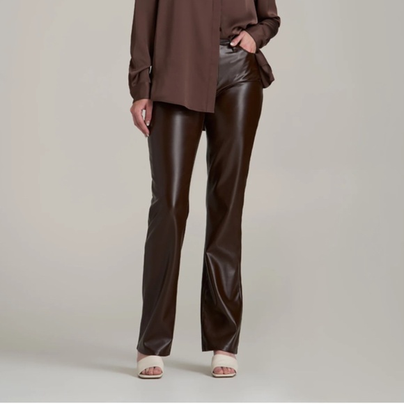 American Tall Faux Leather Straight Leg Pants for Tall Women in Espresso Size 29 - Picture 4 of 5